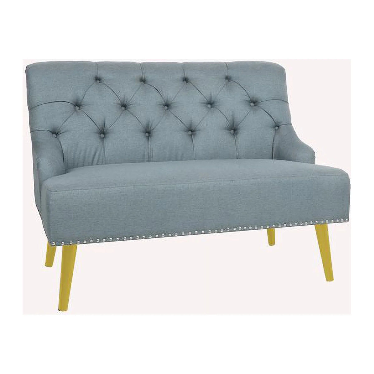 Light Blue Fabric Armless Loveseat W675416
