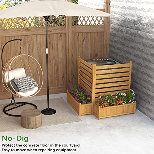 Wood Air Conditioner Fence with Planter Box I1557