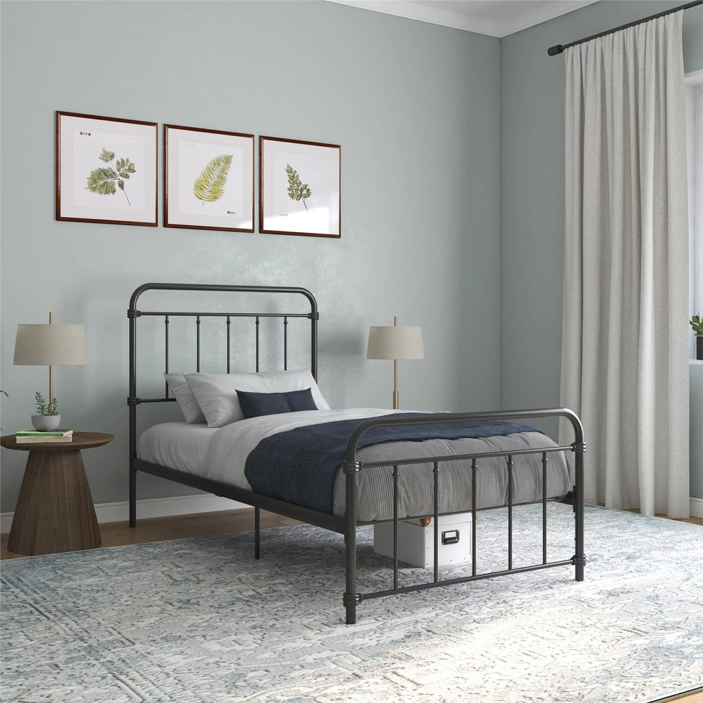 Black Twin Metal Platform Bed Z2403