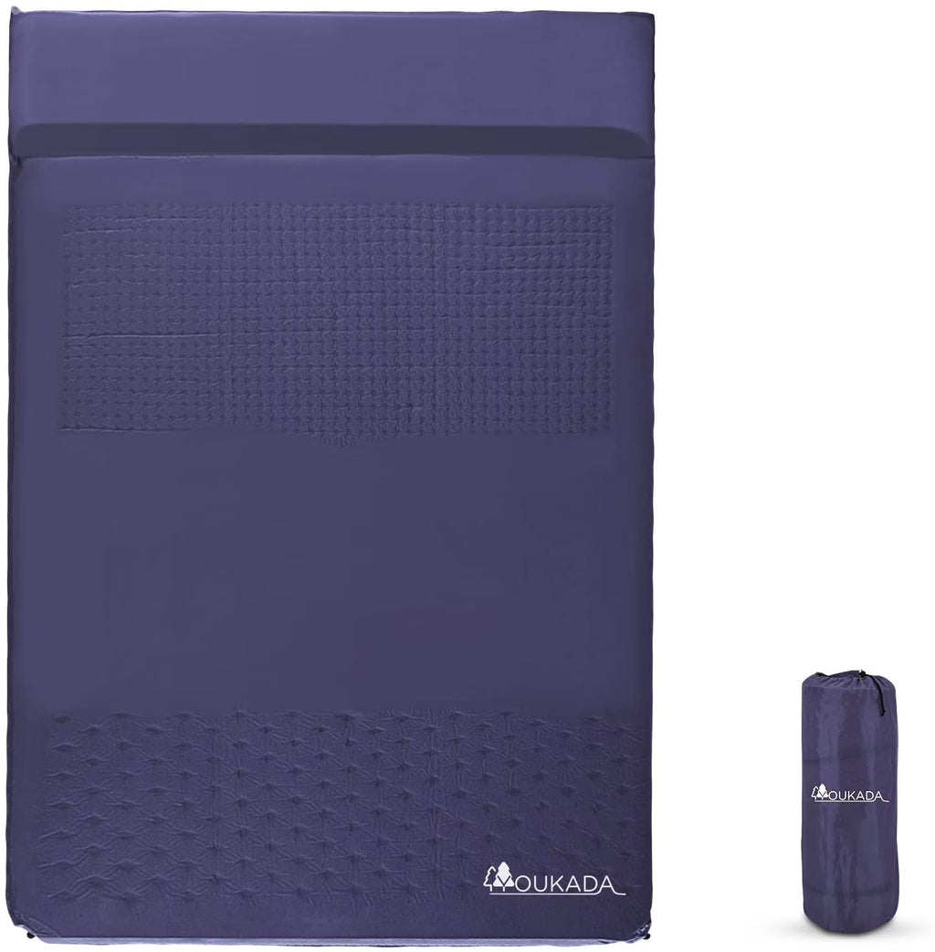 Navy Large Double Self Inflating Sleeping Pad with Pillow U638