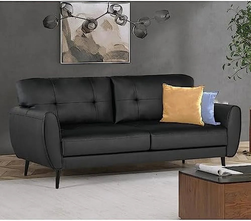 White Tufted Leather Loveseat Sofa M1293