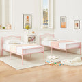 Set of 2 Twin Size White Metal Platform Bed Frame with Headboard G8872