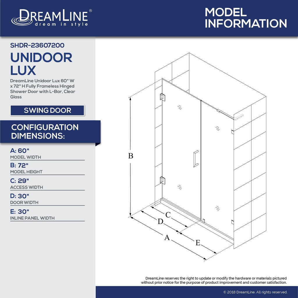Chrome Frameless Hinged Shower Door G23288