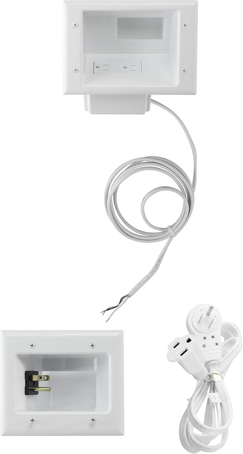 White TV Cable Organizer Kit with Power Solution T434702
