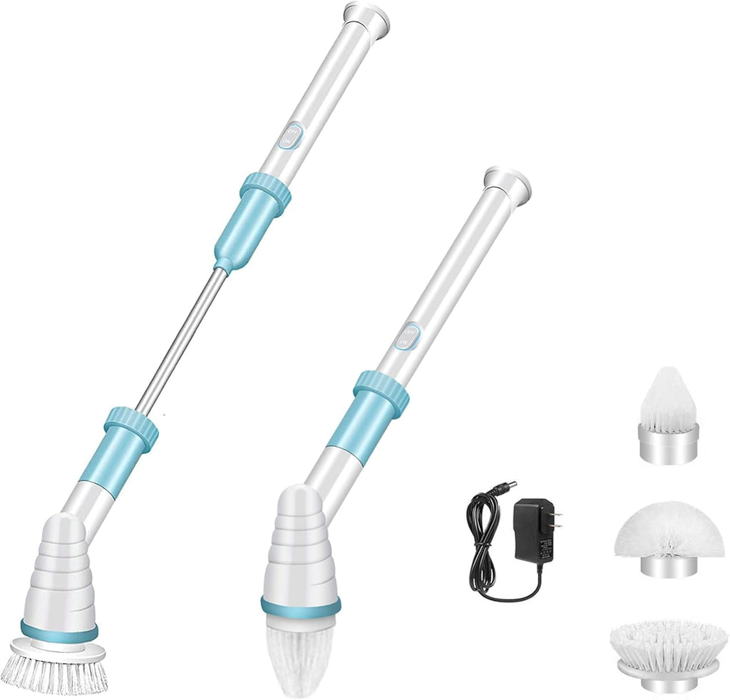 Cordless Electric Spin Scrubber with Long Handle, 3 Brush Heads, Pack of 2 X61000