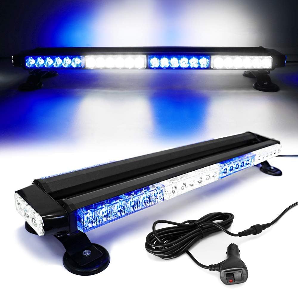 White Red 26 54 LED Roof Top Double Side Emergency Strobe Light Bar with Magnetic Base C912