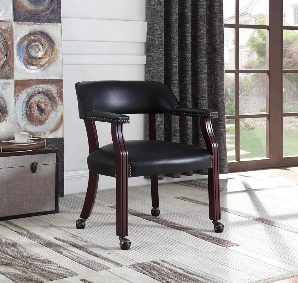 Black Modern Office Chair with Nailhead Trim U567