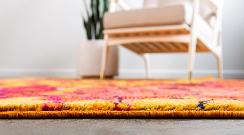 Yellow Light Blue Floral Modern Rectangle Rug Y2690
