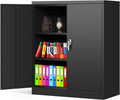 Locking Metal Cabinet with 2 Doors, 4 Adjustable Shelves, Black N139