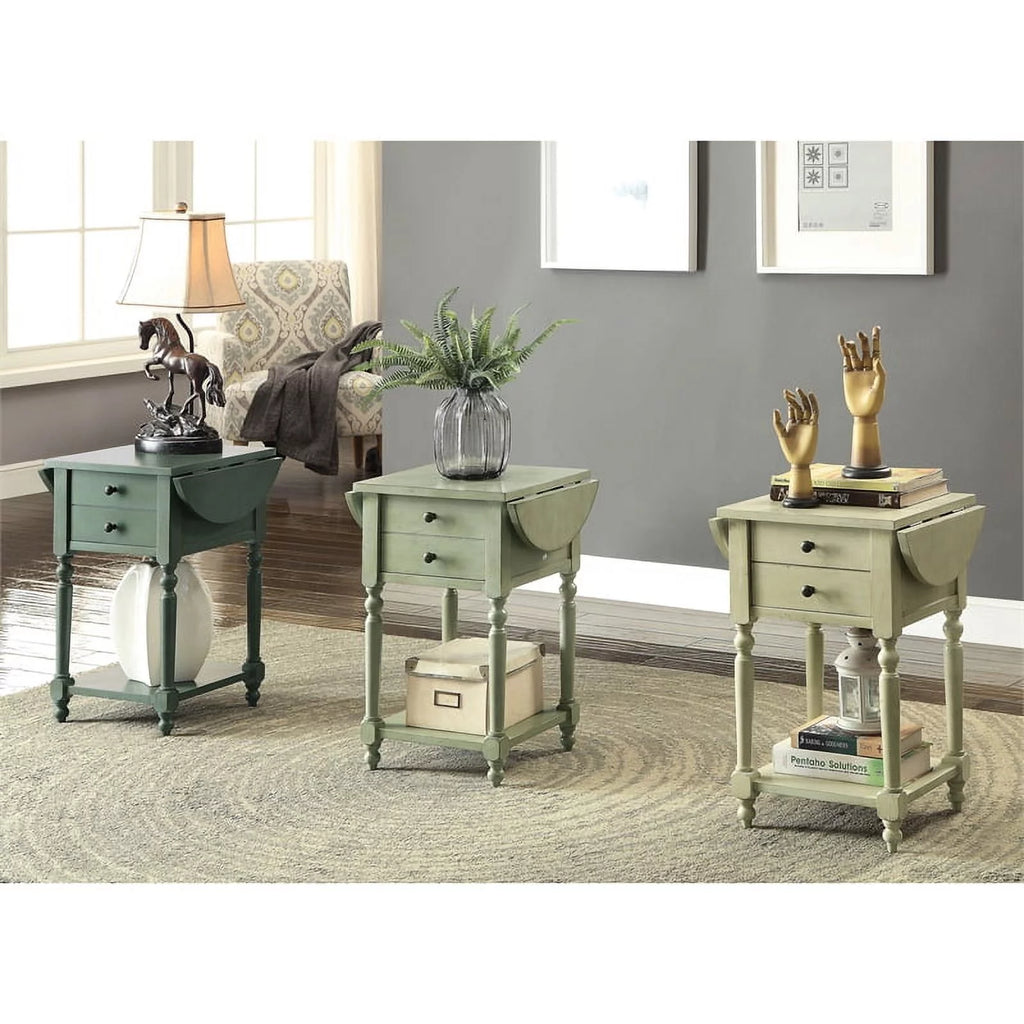Wood Drop-Leaf Side Table Antique Gray M547088
