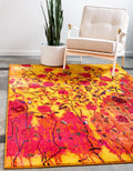 Yellow Light Blue Floral Modern Rectangle Rug Y2690