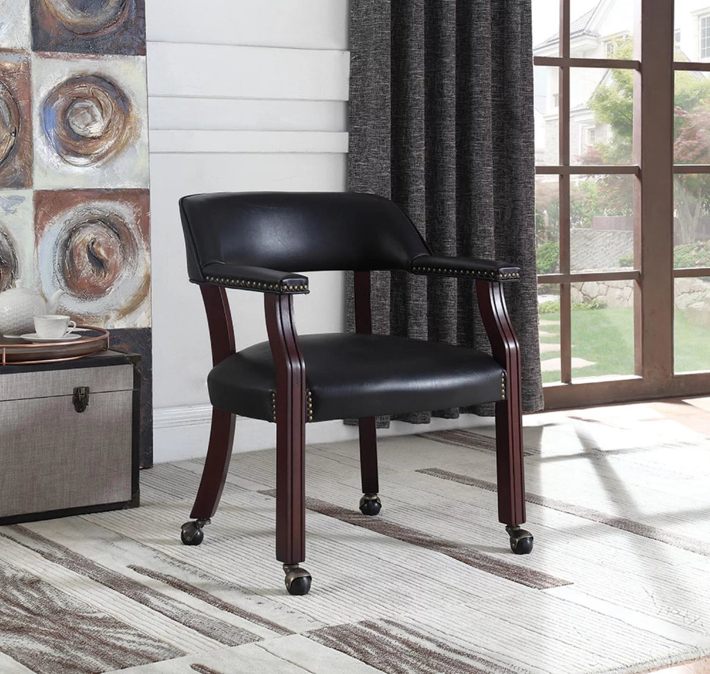 Black Modern Office Chair with Nailhead Trim U567
