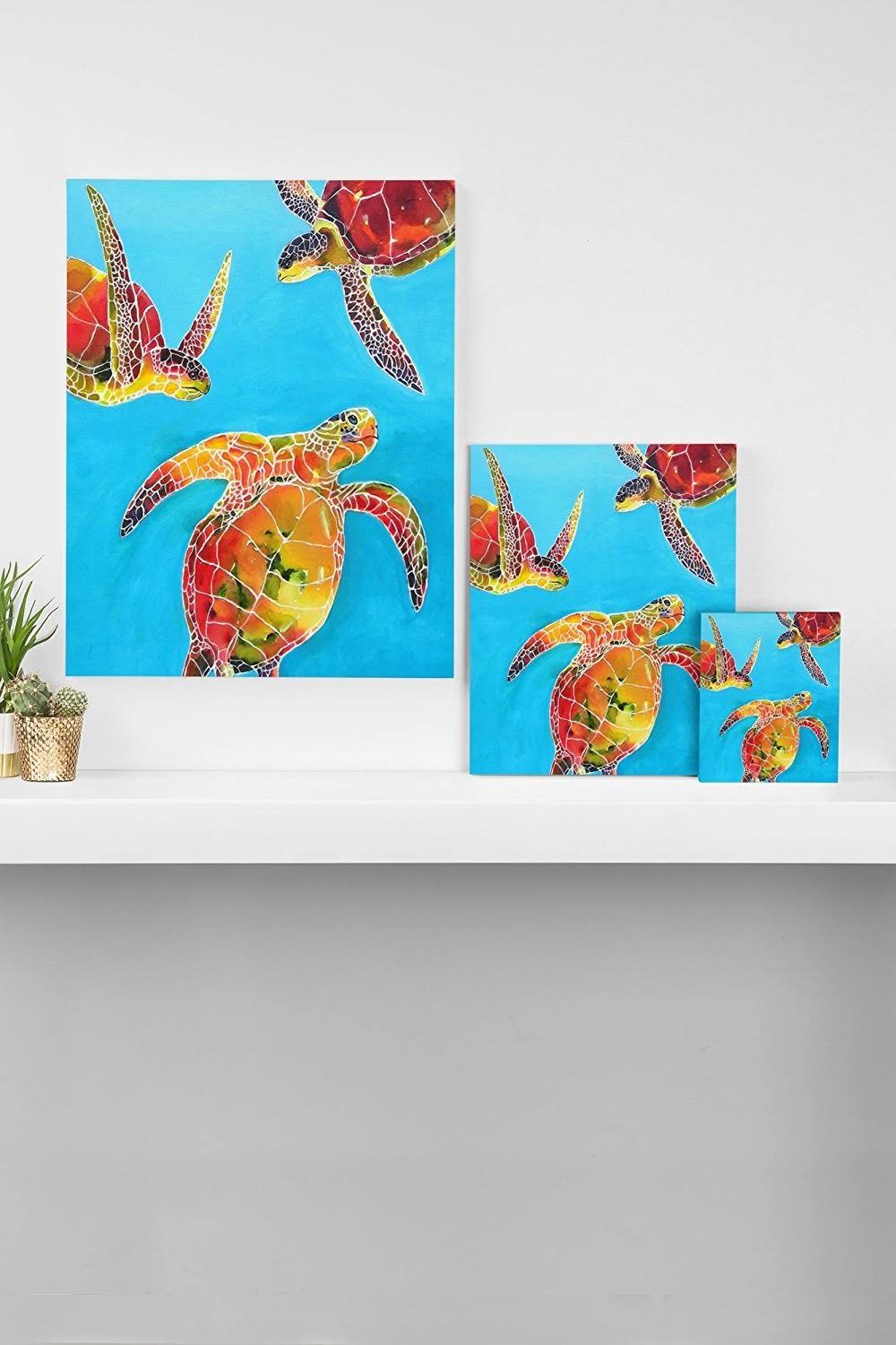 Tie Dye Sea Turtles Art Canvas 24x22 x 30x22 G6181