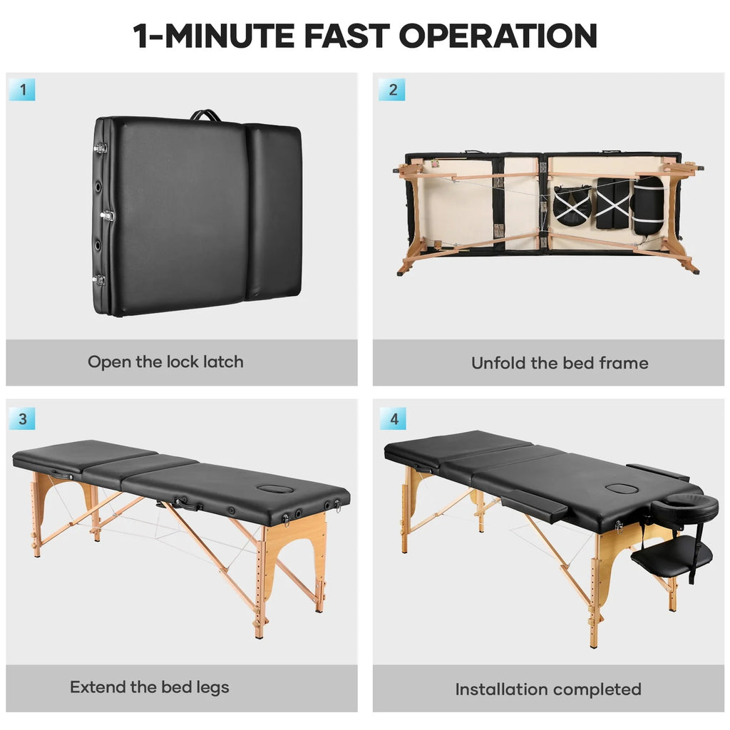 Portable 3 Folding Wood Massage Table L272