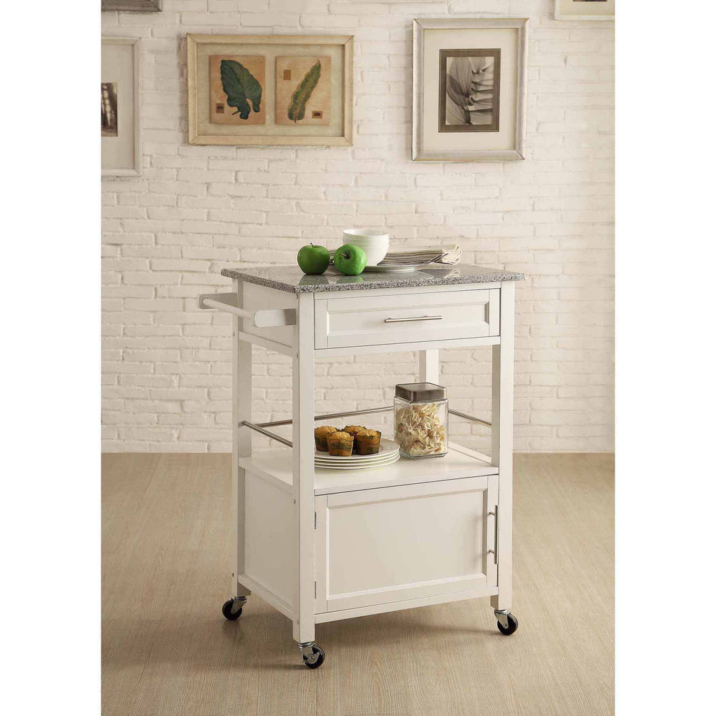 White Wood Kitchen Cart S79449