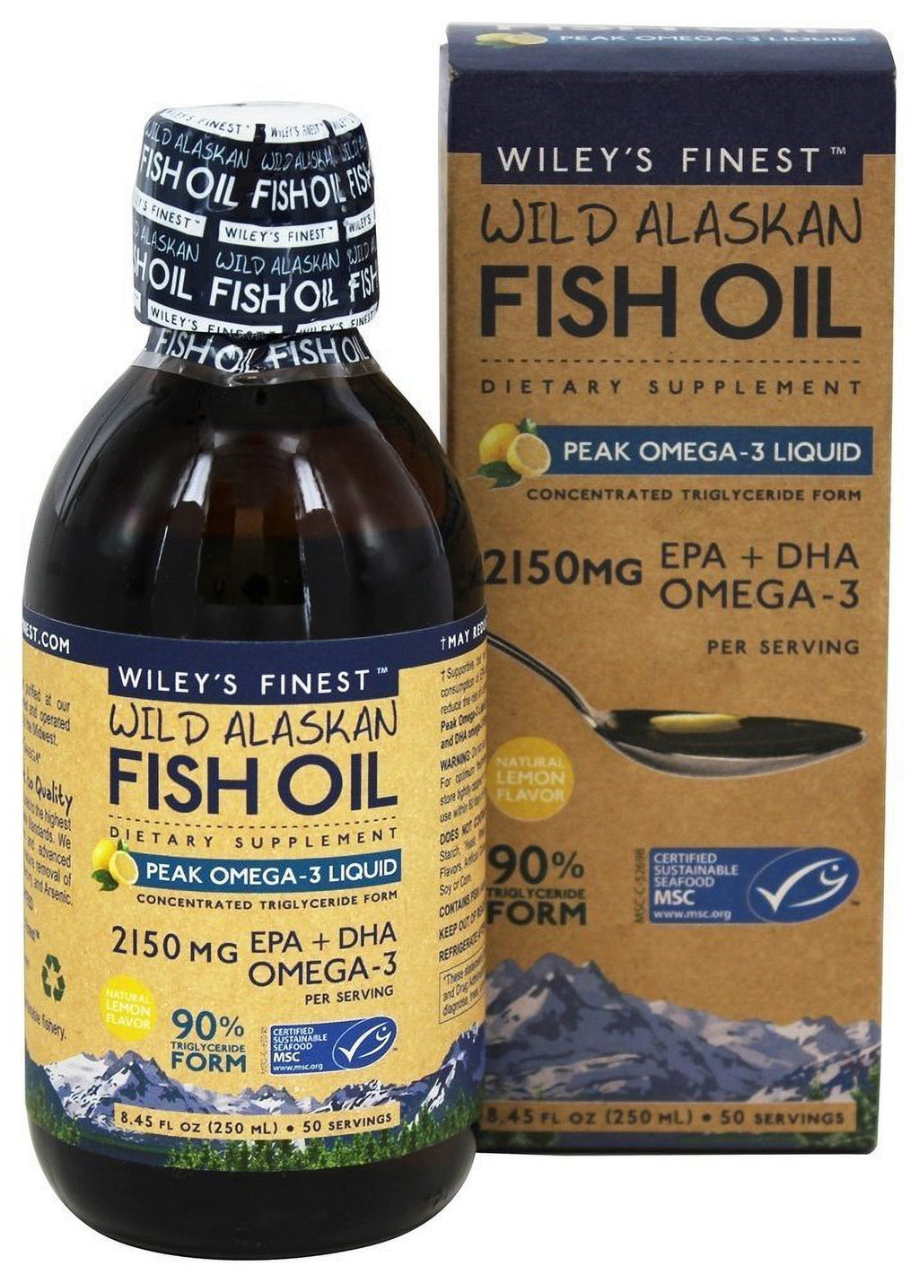 Wild Alaskan Fish Oil Liquid 2150mg EPA + DHA Omega-3 Supplement 50 Servings K78868